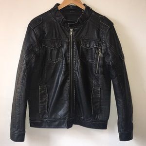 Projeckraw Men’s Black Vegan Leather Jacket Medium